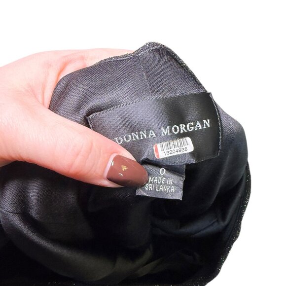 Donna Morgan Metallic Knit Midi Dress Black Silver Shimmer Size 0 - Picture 6 of 6